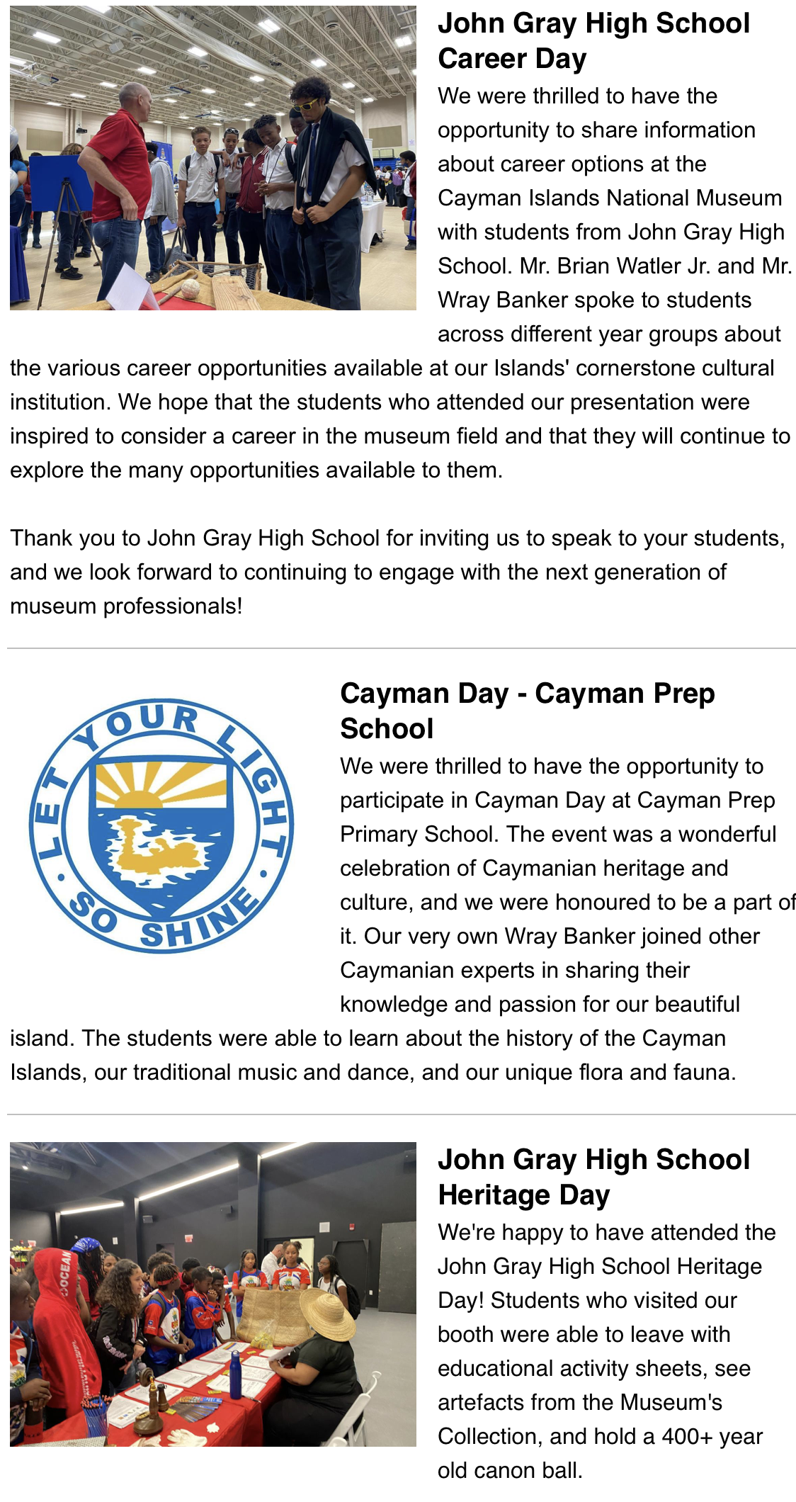 Cayman Islands Museum E Newsletter 1st And 2nd Quarter 2023 Ieyenews